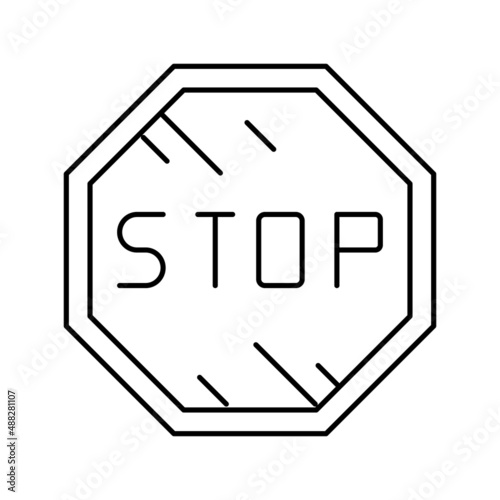 stop road sign line icon vector illustration