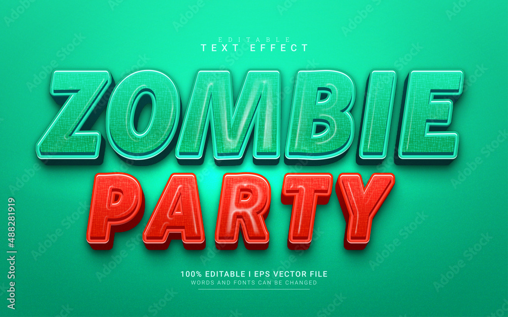 zombie party editable text effect illustrations