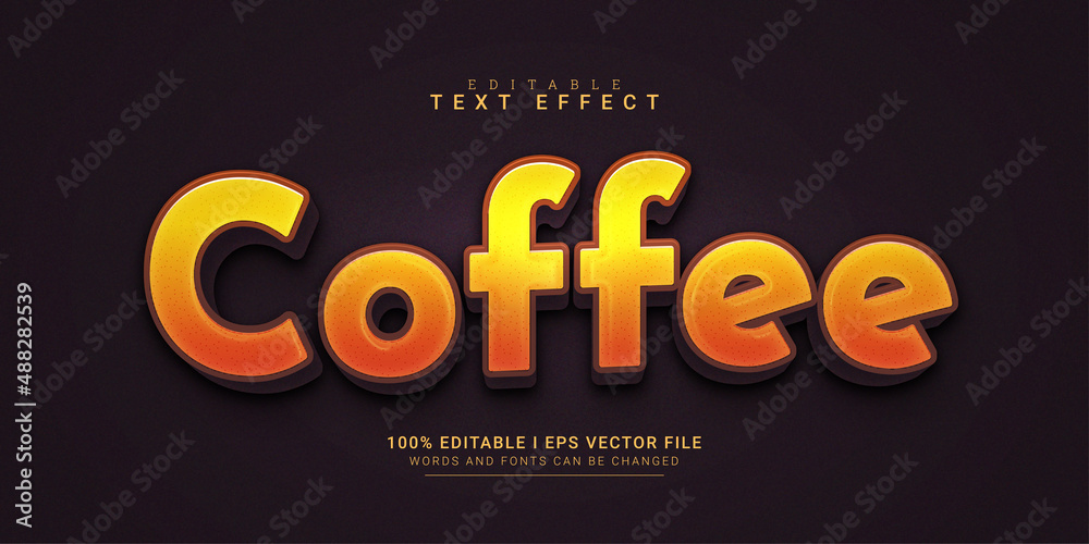 coffee editable text effect 3d style