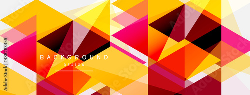 Color triangles composition, geometric abstract background. Techno or business concept, pattern for wallpaper, banner, background, landing page