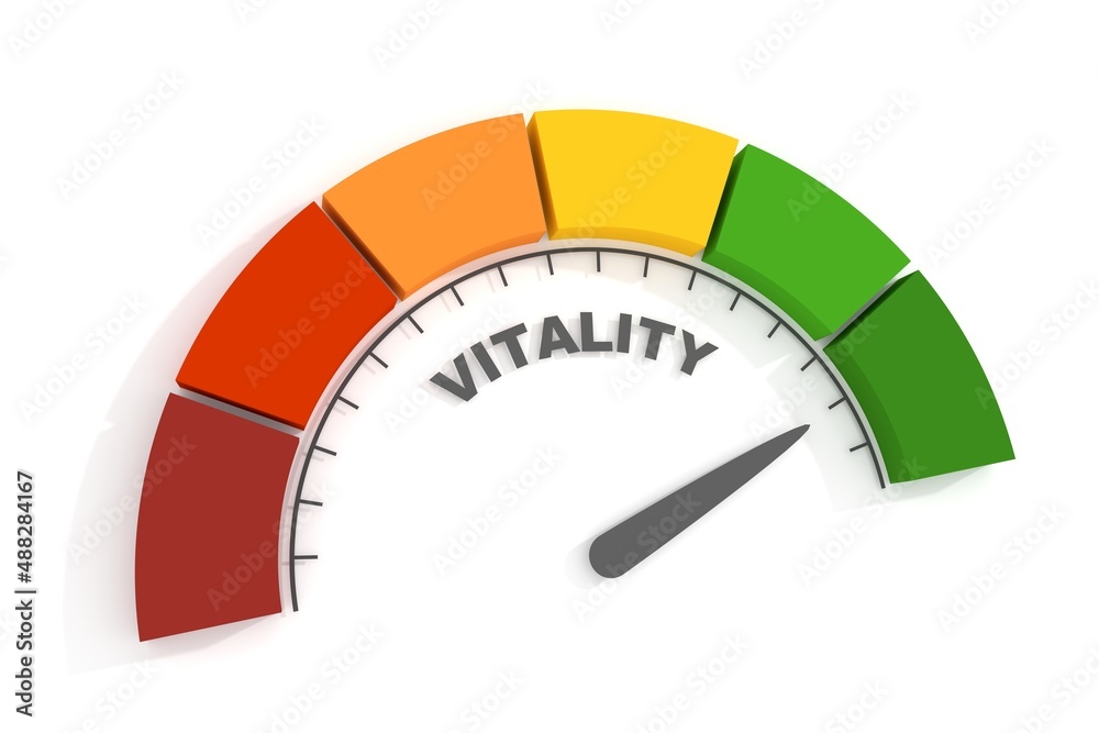 Vitality measuring device with arrow and scale. 3D Render Vitality measuring device with arrow and scale. 3D Render