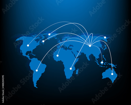 global network connection world map point illustration