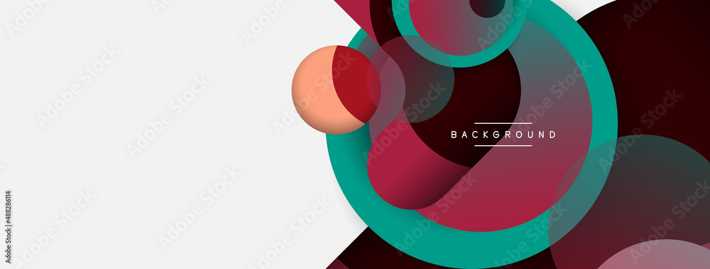 Vector round shapes circles minimal geometric background. Vector illustration for wallpaper banner background or landing page