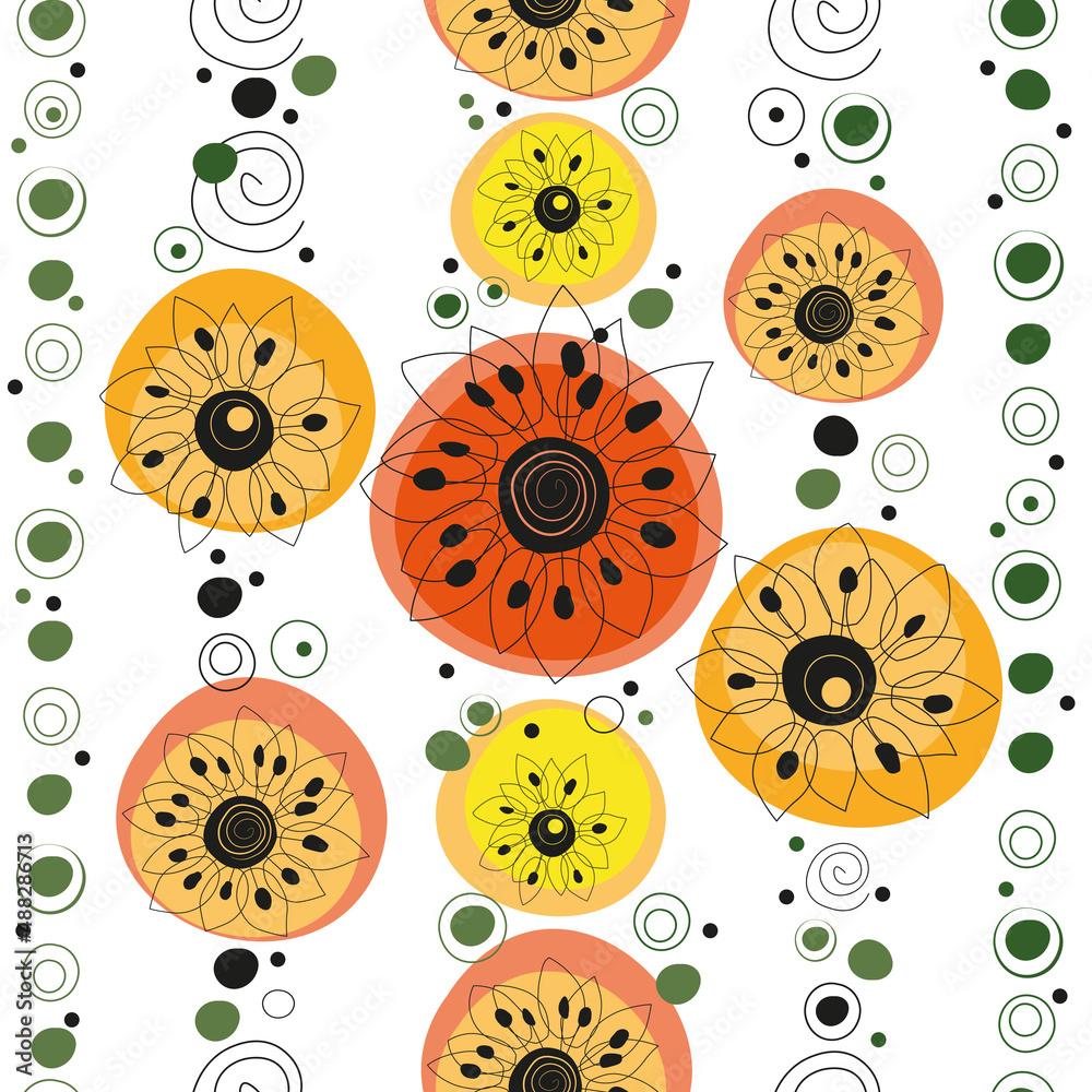 Abstract pattern with flowers and patterns.Suitable for fabric,paper,background,wallpaper,print.Vector graphics. 