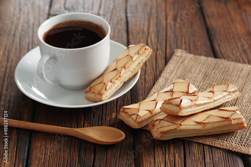 Italian puff pastry and coffee photo