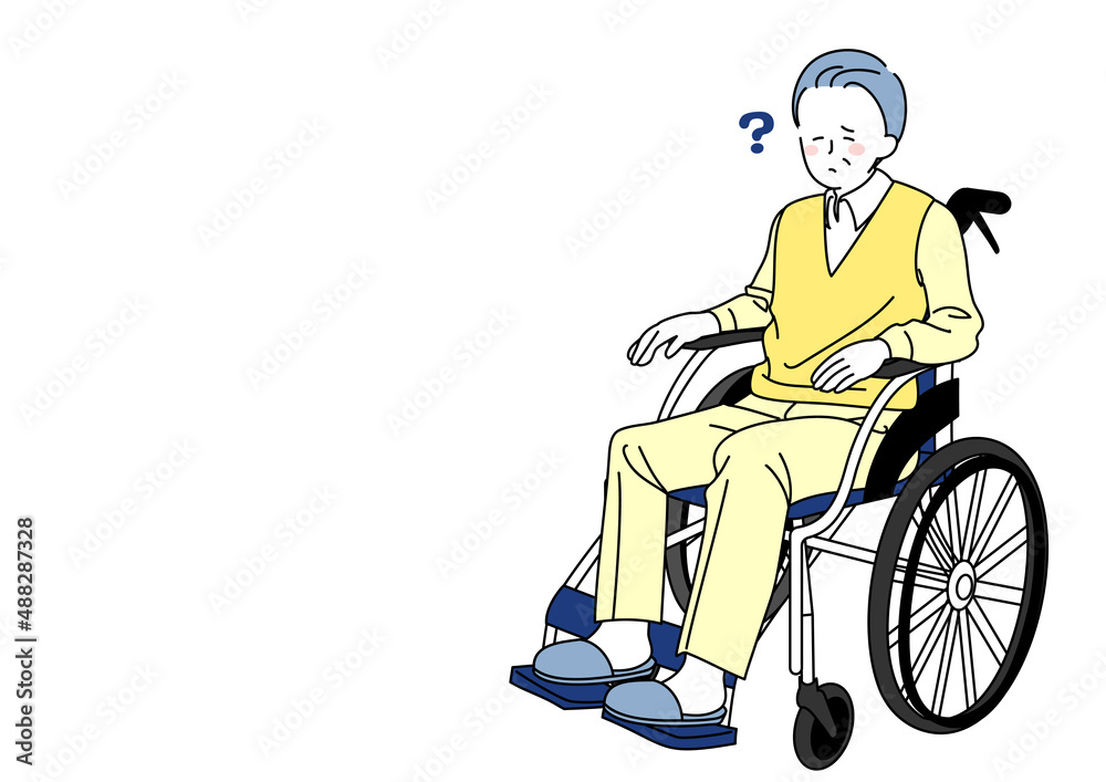 わからないことがある車椅子に乗ったシニア