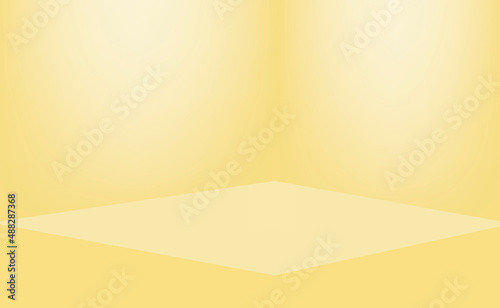 yellow or beige empty shelf or room interior design with illustration, Product showing presentation concept