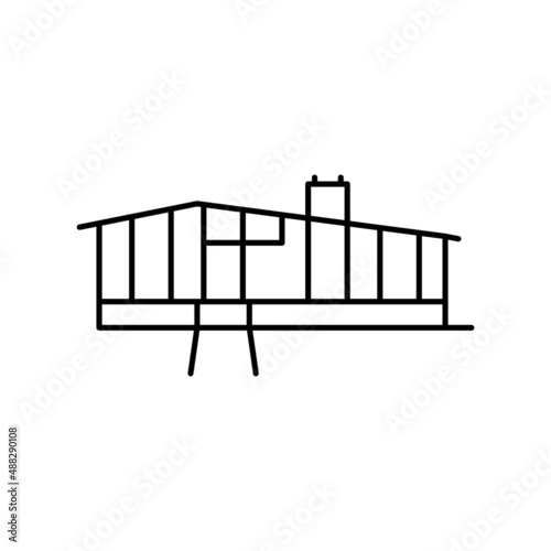 midcentury modern house line icon vector illustration