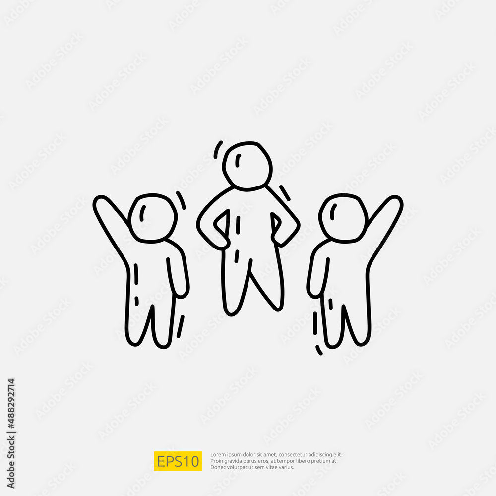 business partner and teamwork doodle icon illustration concept