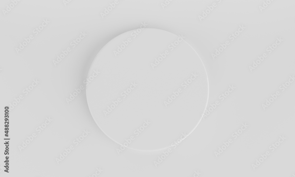 Top view white minimal circular product podium background. Abstract and object concept. 3D illustration rendering
