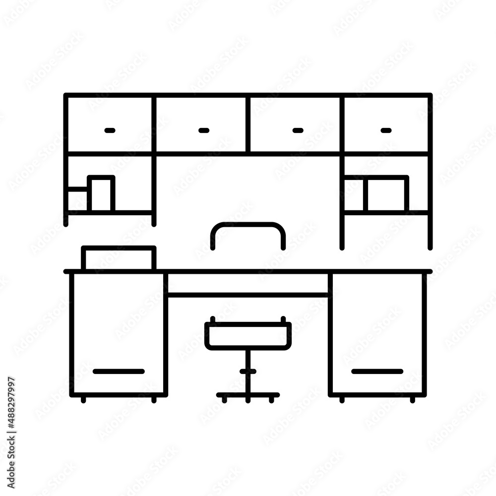cabinet furniture line icon vector illustration cabinet furniture line icon vector illustration