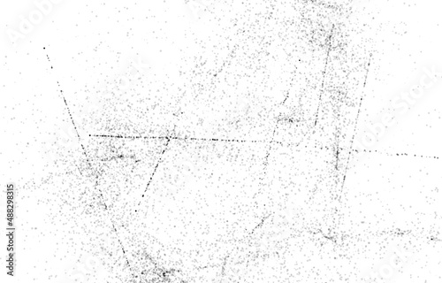 Grunge black and white pattern. Monochrome particles abstract texture. Background of cracks, scuffs, chips, stains, ink spots, lines. Dark design background surface. 