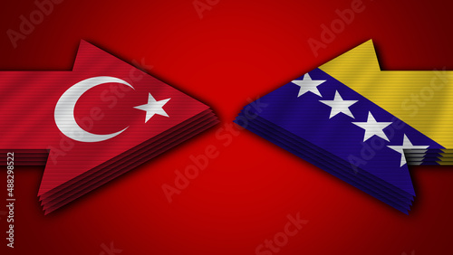 Bosnia and Herzegovina vs Turkey Turkish Arrow Flags – 3D Illustration