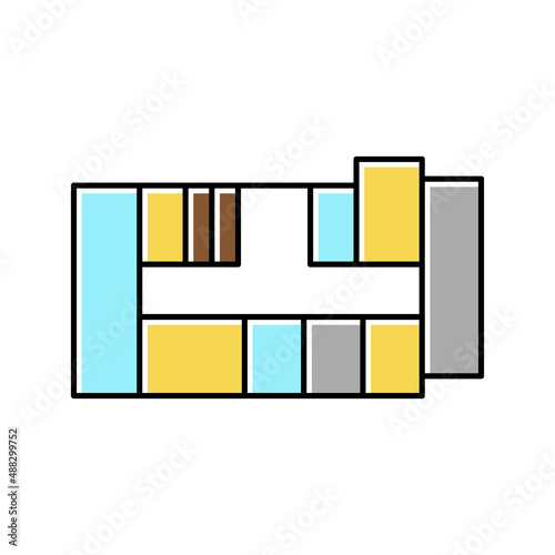 apartment plan color icon vector illustration
