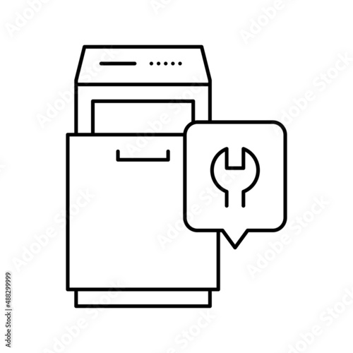trash compactor repair line icon vector illustration