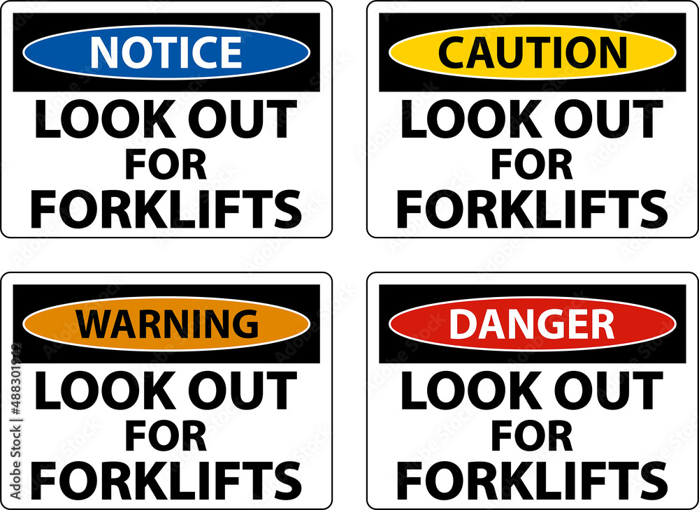 Look Out For Forklifts Sign On White Background