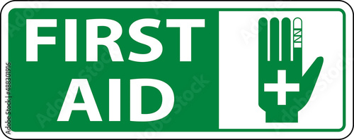 First Aid Label Sign on white background