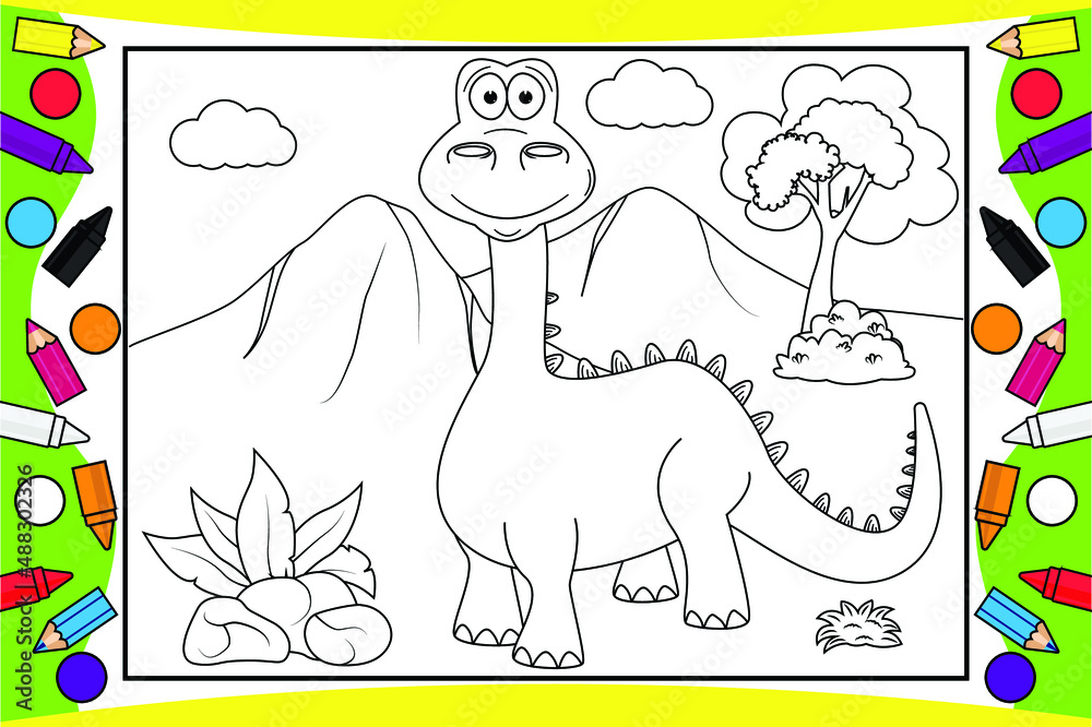 Naklejka premium coloring cute dinosaur for kids