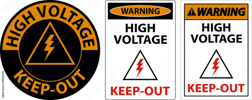 Obraz premium Warning High Voltage Keep Out Sign On White Background