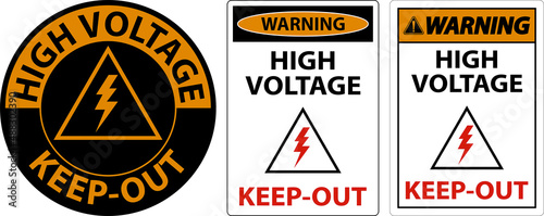 Warning High Voltage Keep Out Sign On White Background