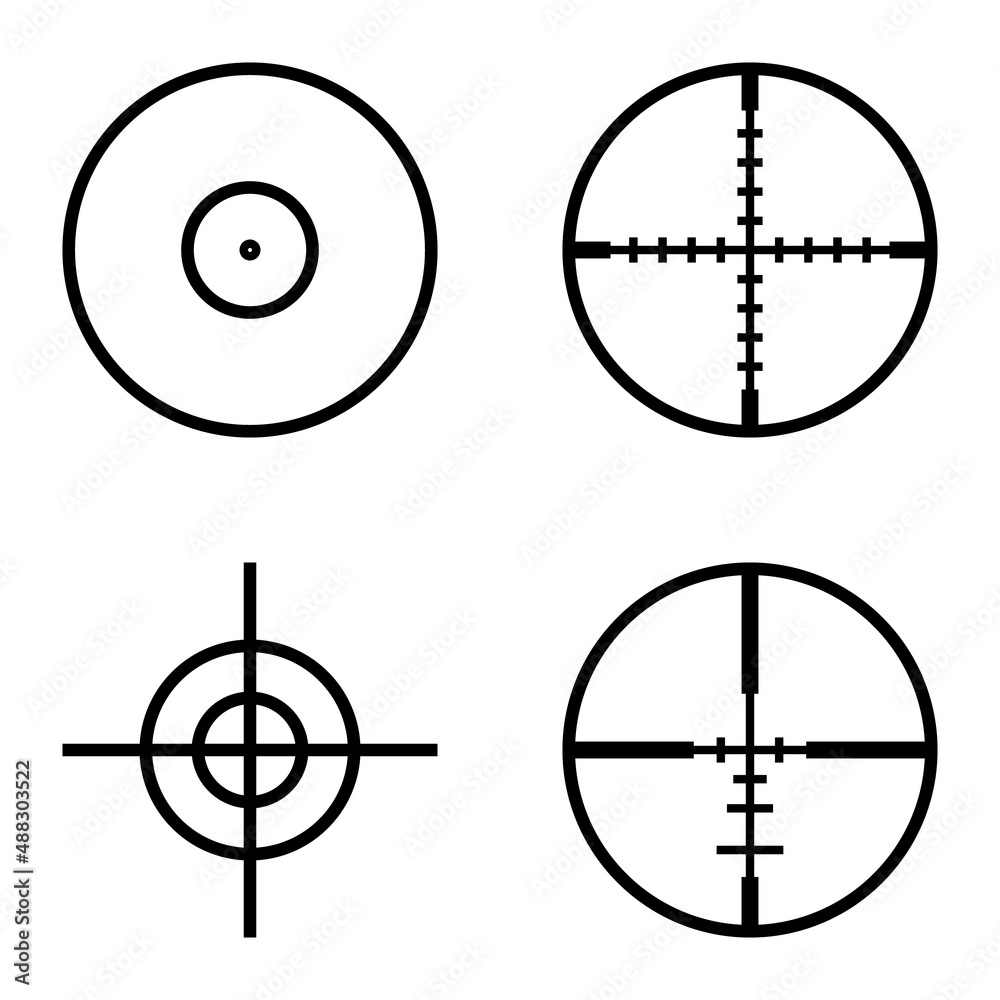 Crosshairs Flat Icon Set Isolated On White Background Crosshairs Flat Icon Set Isolated On White Background