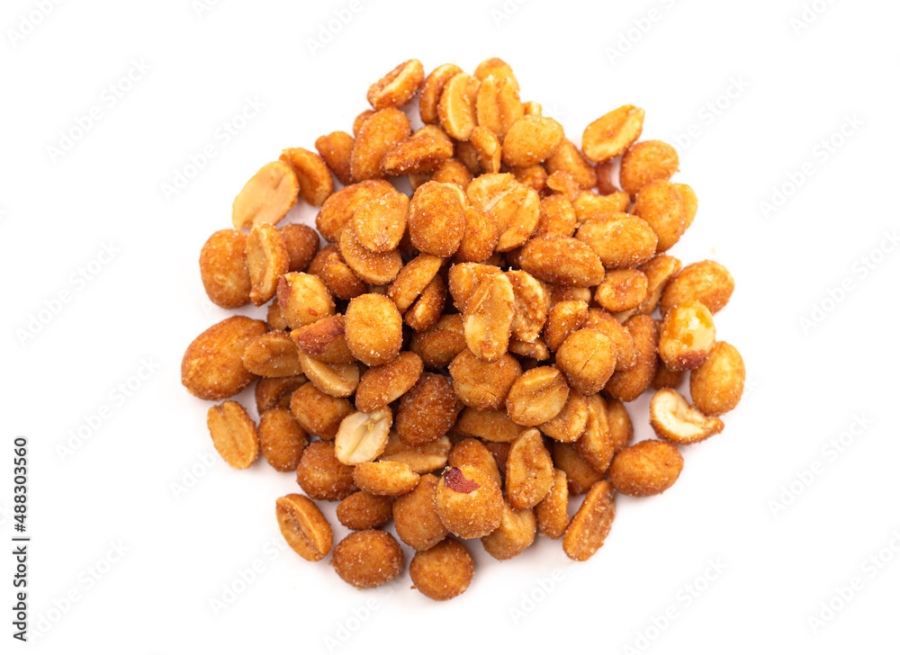 Honey Roasted Peanuts Isolated on White Background