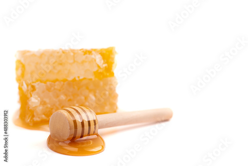 Cut Honeycomb on a White Background