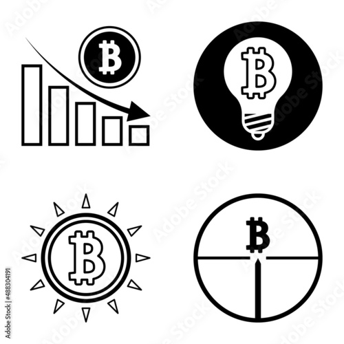 Bitcoins1-2 Flat Icon Set Isolated On White Background