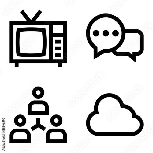 Communications Flat Icon Set Isolated On White Background