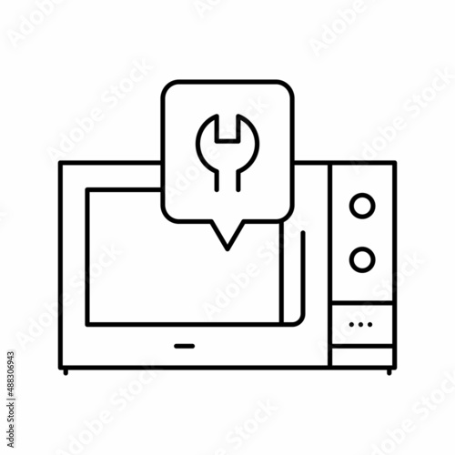 microwave repair line icon vector illustration