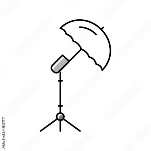 umbrella photo studio device color icon vector illustration