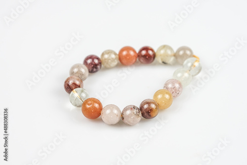 Jewelry with natural synthetic stone bracelet. Beautiful semiprecious stone beads