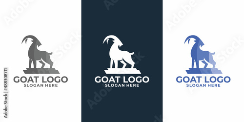 mountain goat silhouette animal logo design