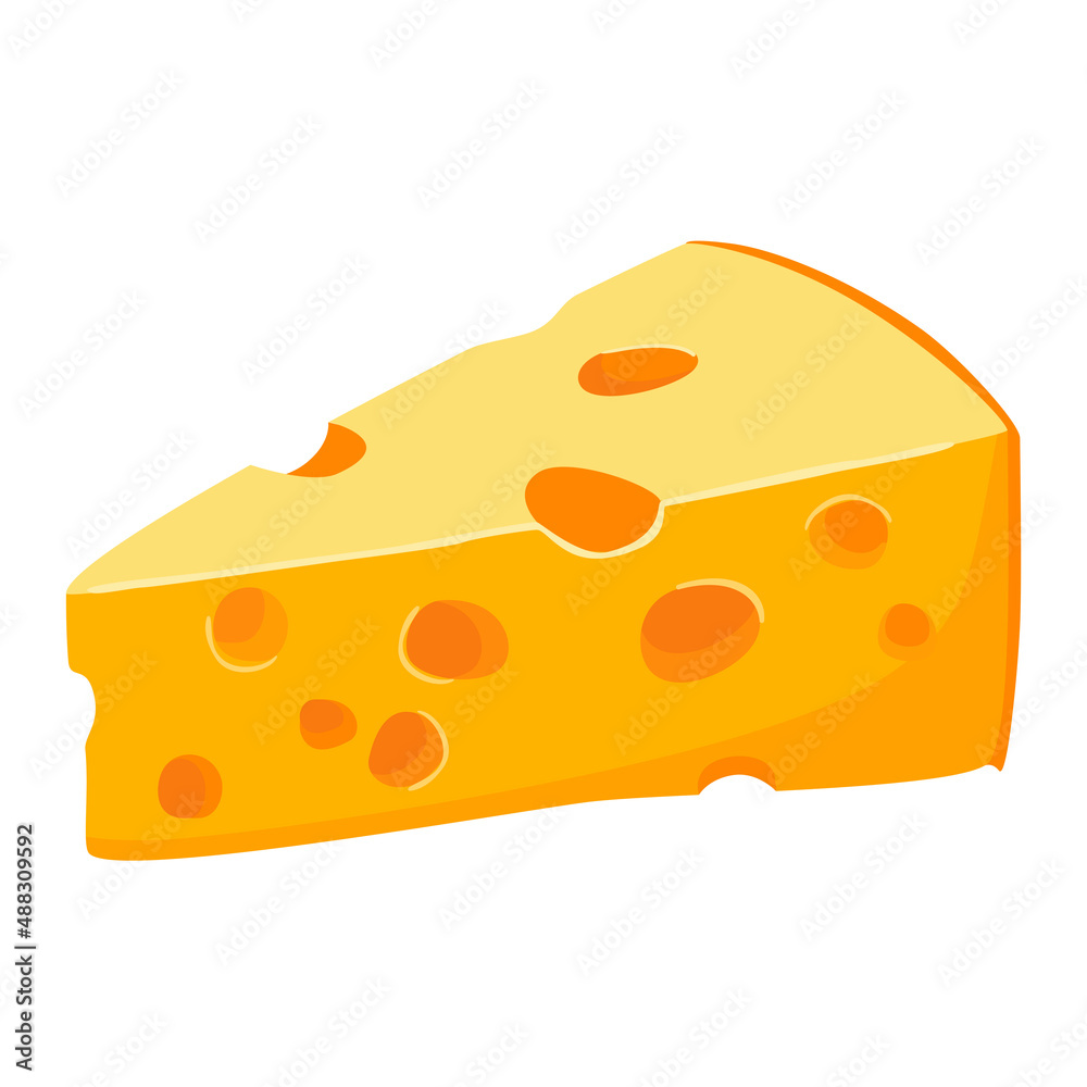 Piece of cheese cartoon. Vector illustration on white background. Piece of cheese cartoon. Vector illustration on white background.