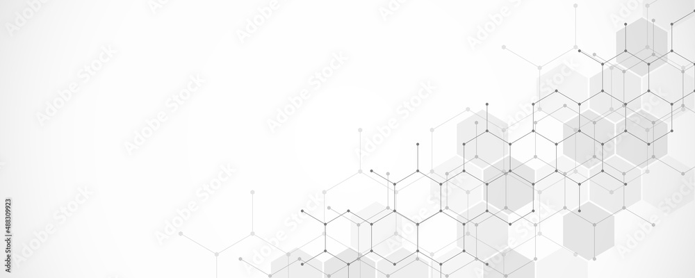 Abstract design element with geometric background and hexagons shape pattern