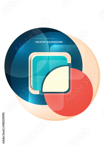 Abstract geometric pattern background texture for poster cover design. Minimal color vector banner template with circles and squares. Vector