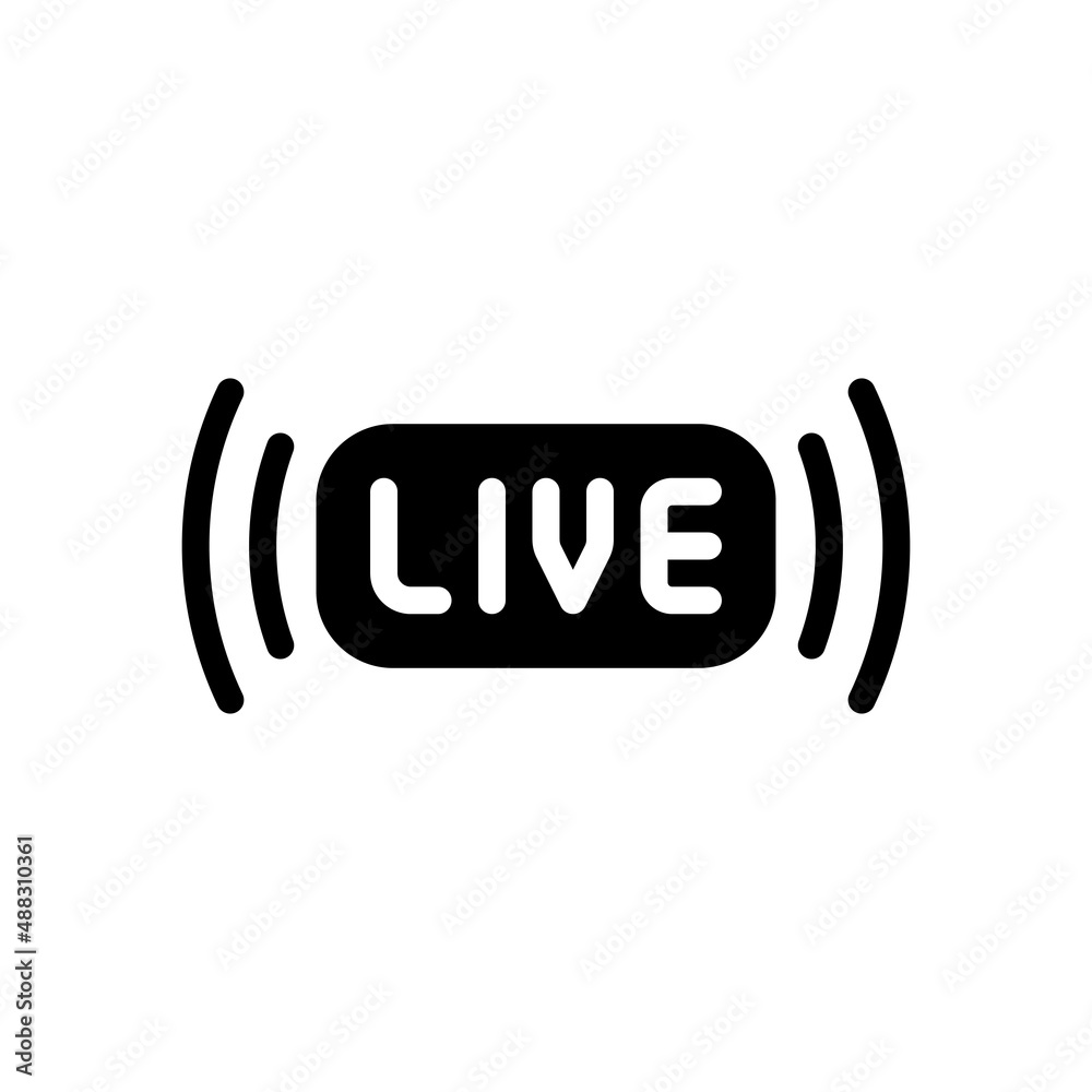 Live stream, broadcasting, online video. Black icon on white background Live stream, broadcasting, online video. Black icon on white background