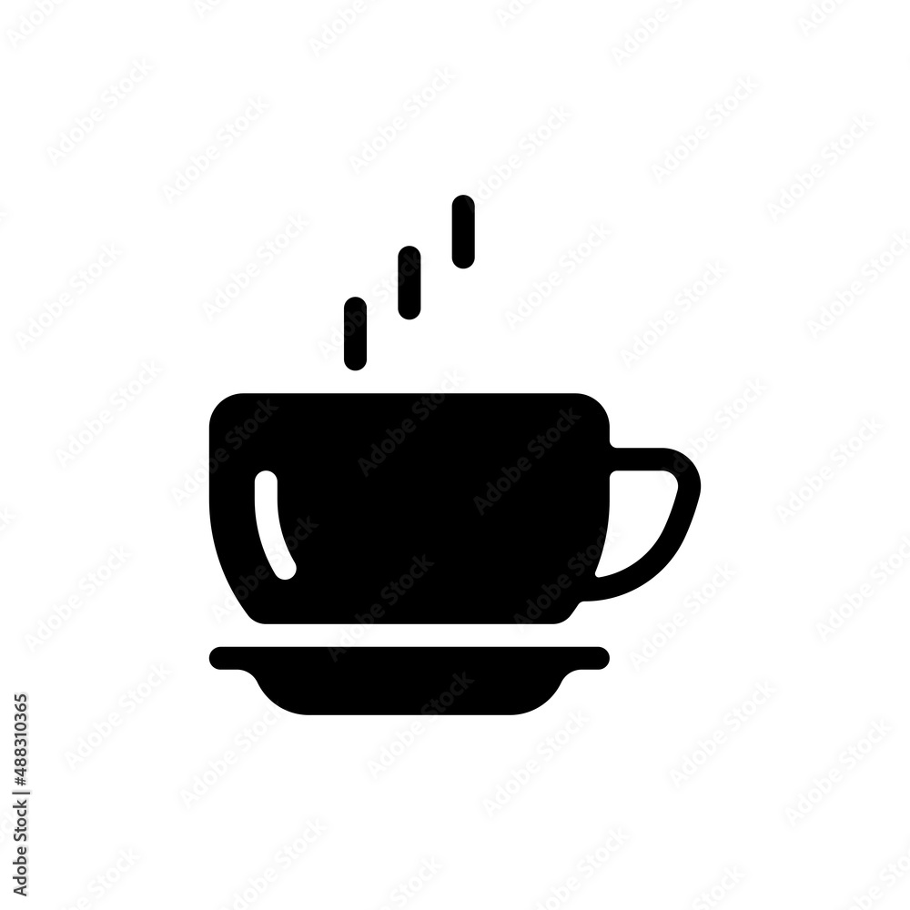 Hot cup of coffee, simple logo. Black icon on white background Hot cup of coffee, simple logo. Black icon on white background