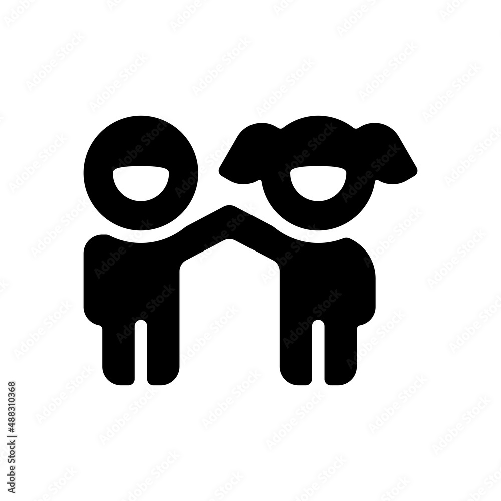 Fototapeta premium Boy and girl, two children, simple icon. Black icon on white background