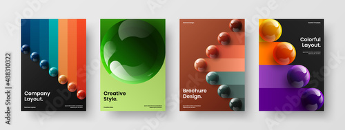 Creative 3D balls flyer layout set. Abstract banner A4 vector design illustration composition.