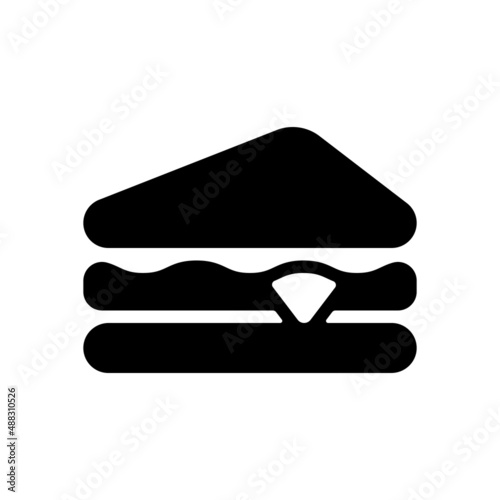 Sandwich or hamburger, fast food, simple icon. Black icon on white background