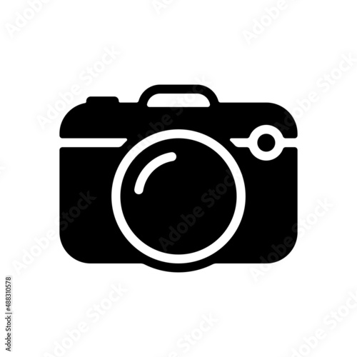 Photo camera, simple digital icon. Black icon on white background