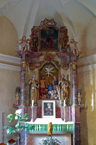 The altar of the Holy Trinity in the parish Church of the Visitation of the Virgin Mary in Vinagora, Croatia