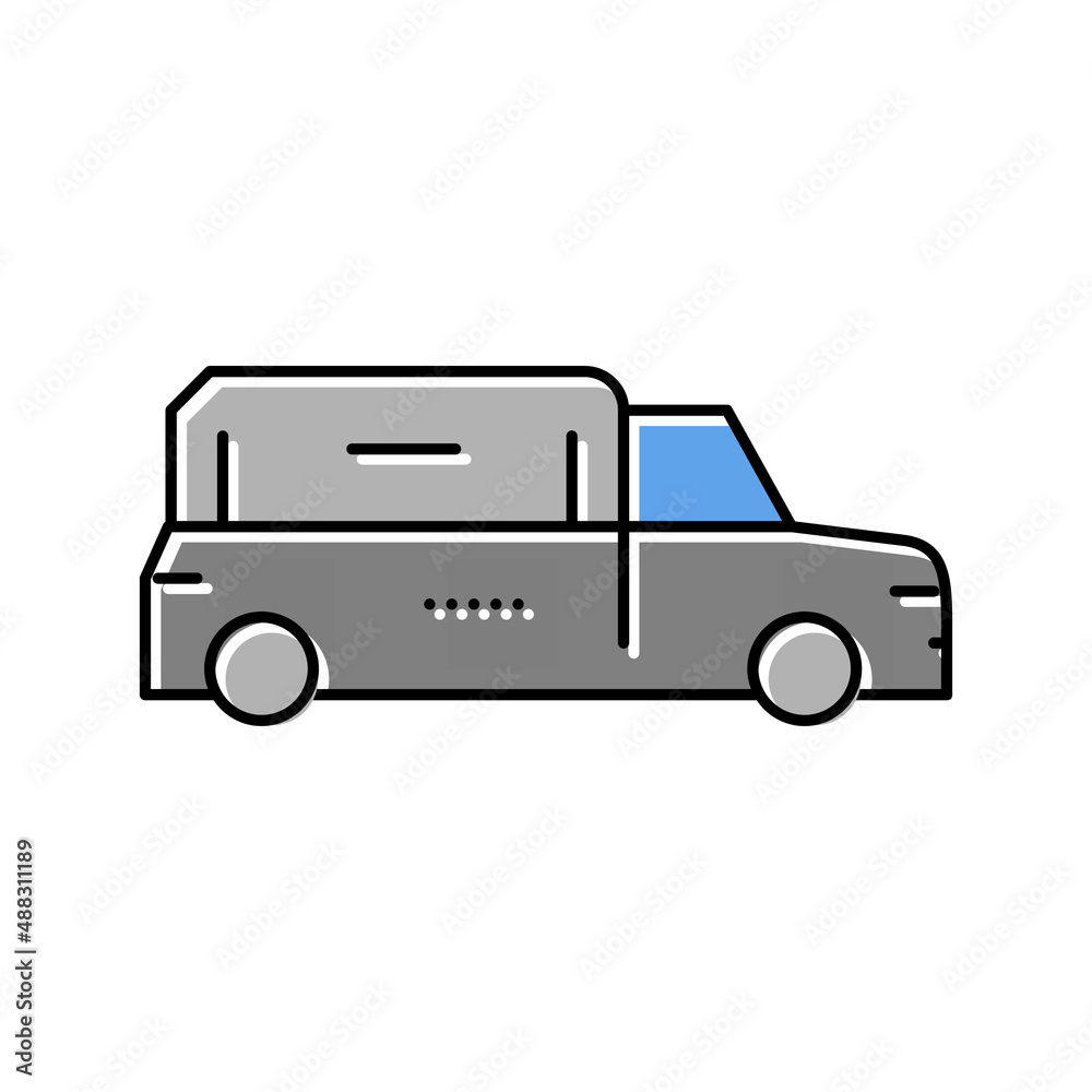 hearse car color icon vector isolated illustration