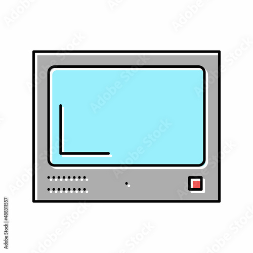 tv in motel room color icon vector illustration