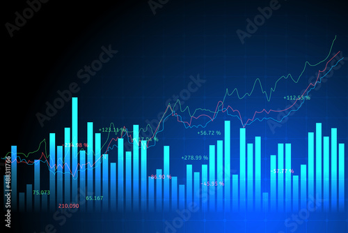 Stock market investment trading graph or forex graph global network line wire frame data business concept for financial investment economic trends vector illustration