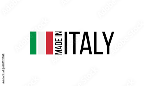 made in italy, vector logo with italian flag