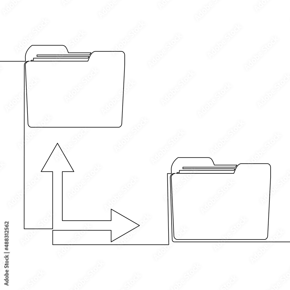 Continuous line drawing data transfer icon concept Continuous line drawing data transfer icon concept