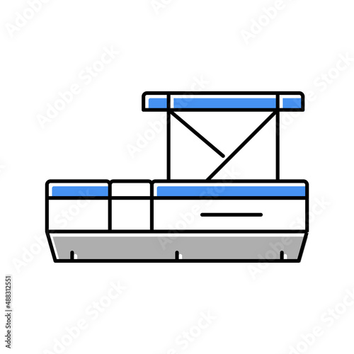 pontoon boat color icon vector illustration photo