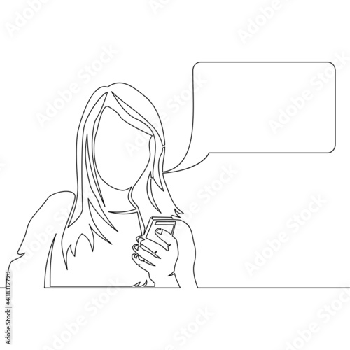 Continuous line woman chatting on the phone